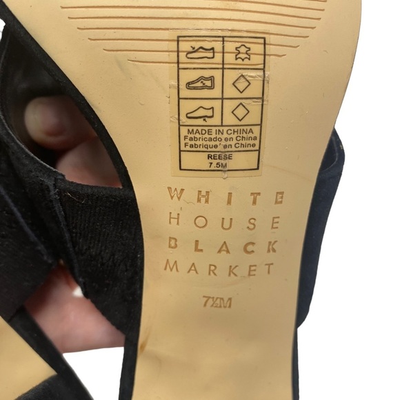 White House Black Market Women's Reese Black Suede Heeled Sandals Heels Sz 7.5M - Picture 11 of 12